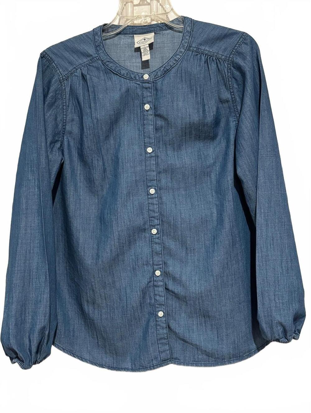 St. John's Bay Women's Denim Button-Up Blouse Size L
